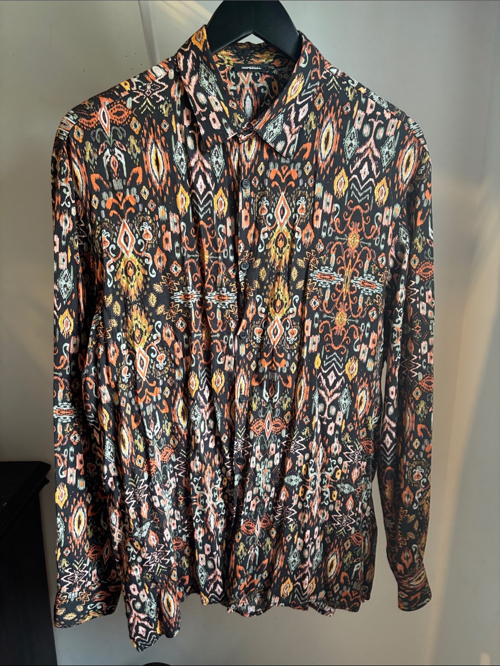 IMPERIAL Made in Italy Men’s 100% Viscose Abstract Geometric Print Shirt
